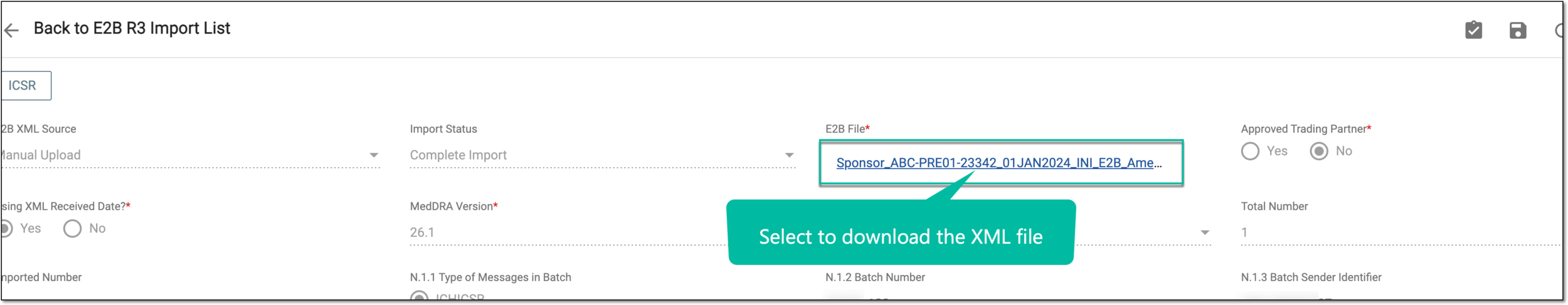 Downloading XML file from import record details page