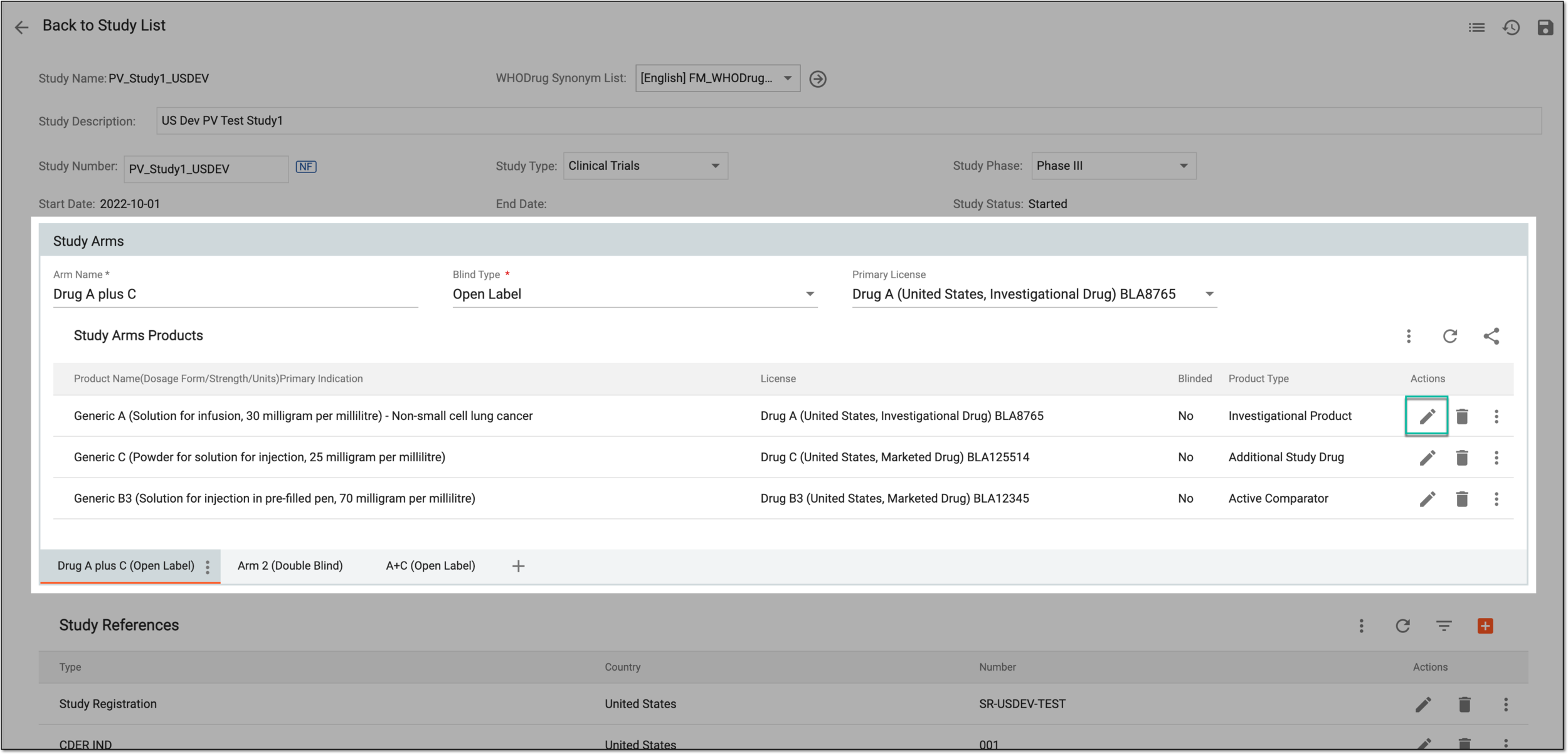 Selecting to edit product