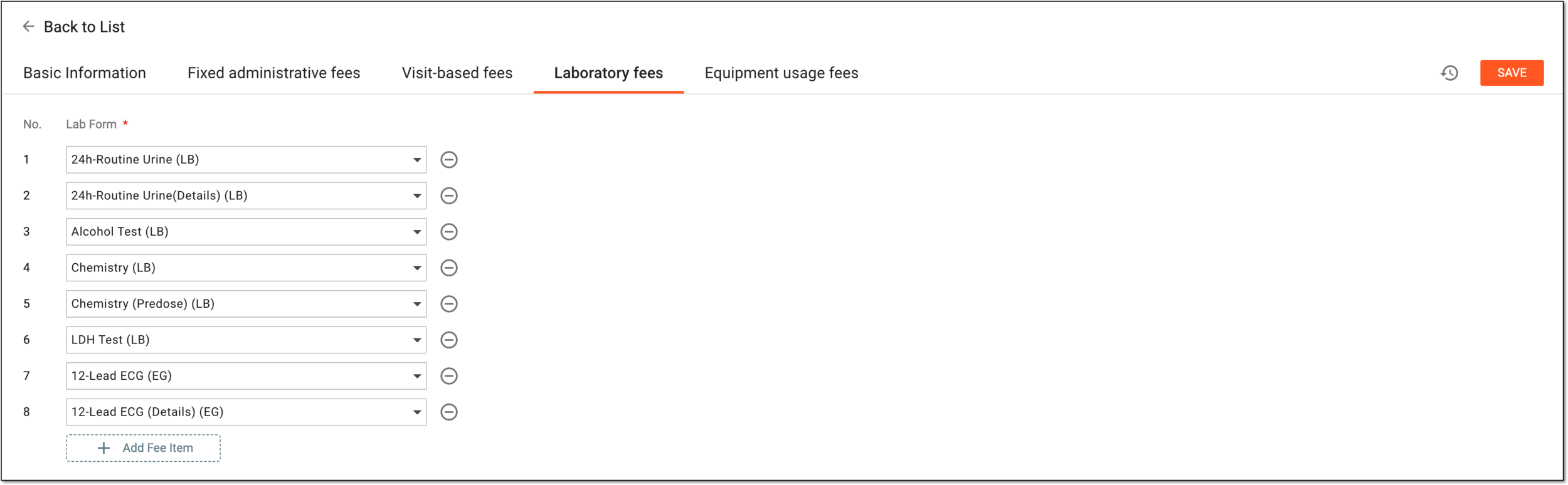 Configuring lab fees