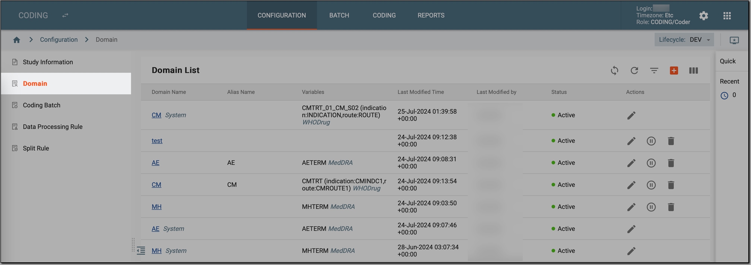 Accessing study domains