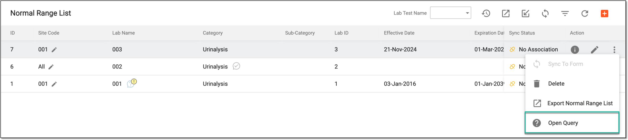 Opening query for category