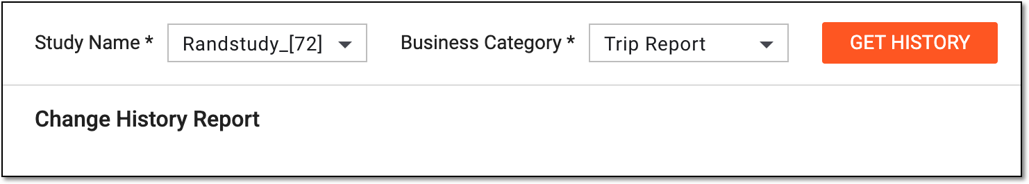 Selecting study and business category for change history