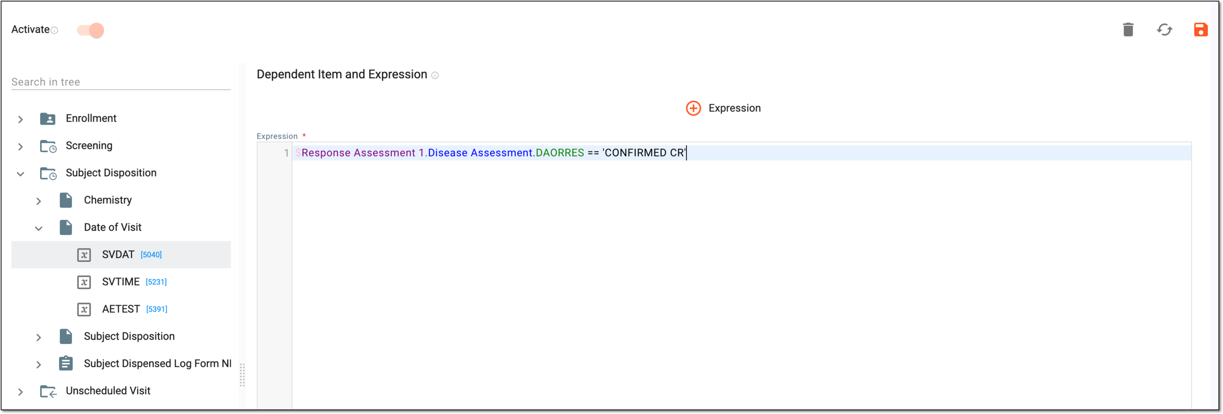 Designing visit dependency expression