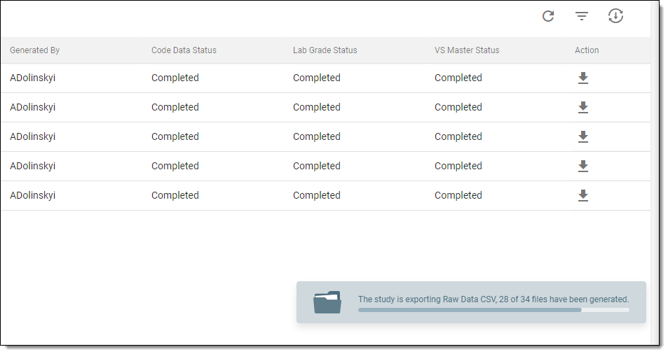 Raw data package generation progress
