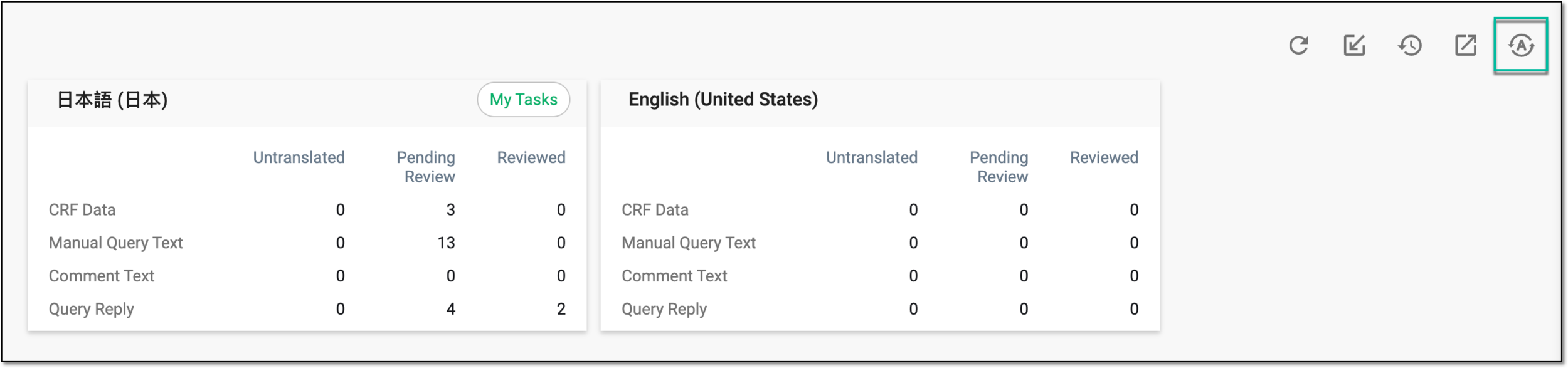 Selecting option to autotranslate all texts in bulk