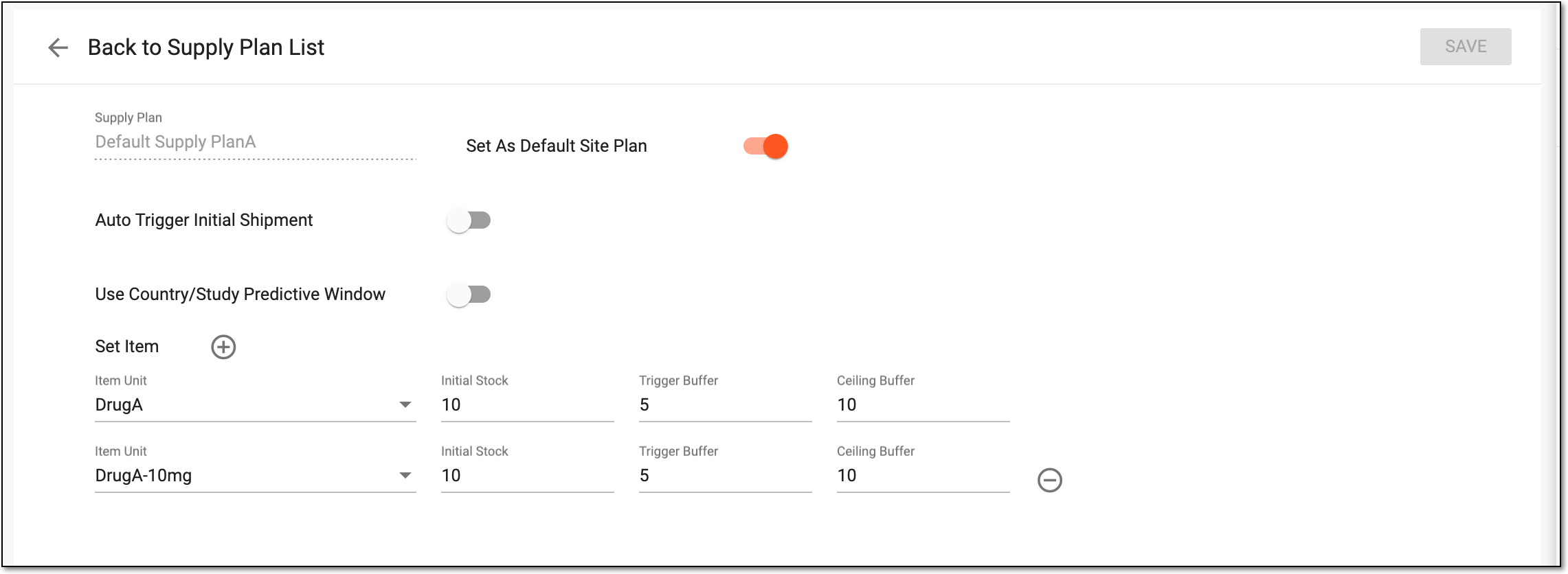 Creating new supply plan