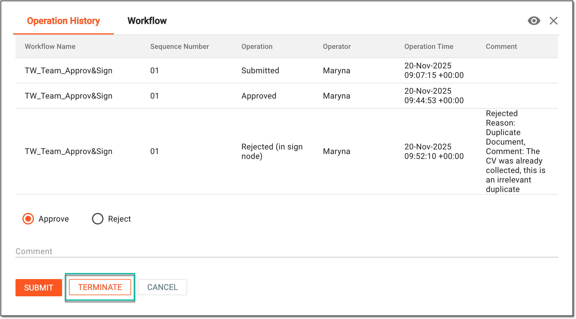 Terminating file audit in document warehouse
