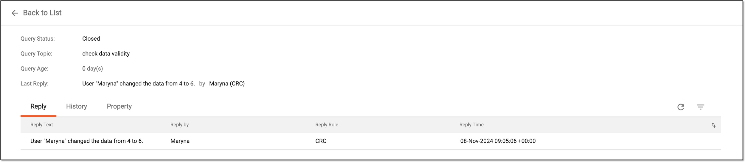 Reviewing manual query details