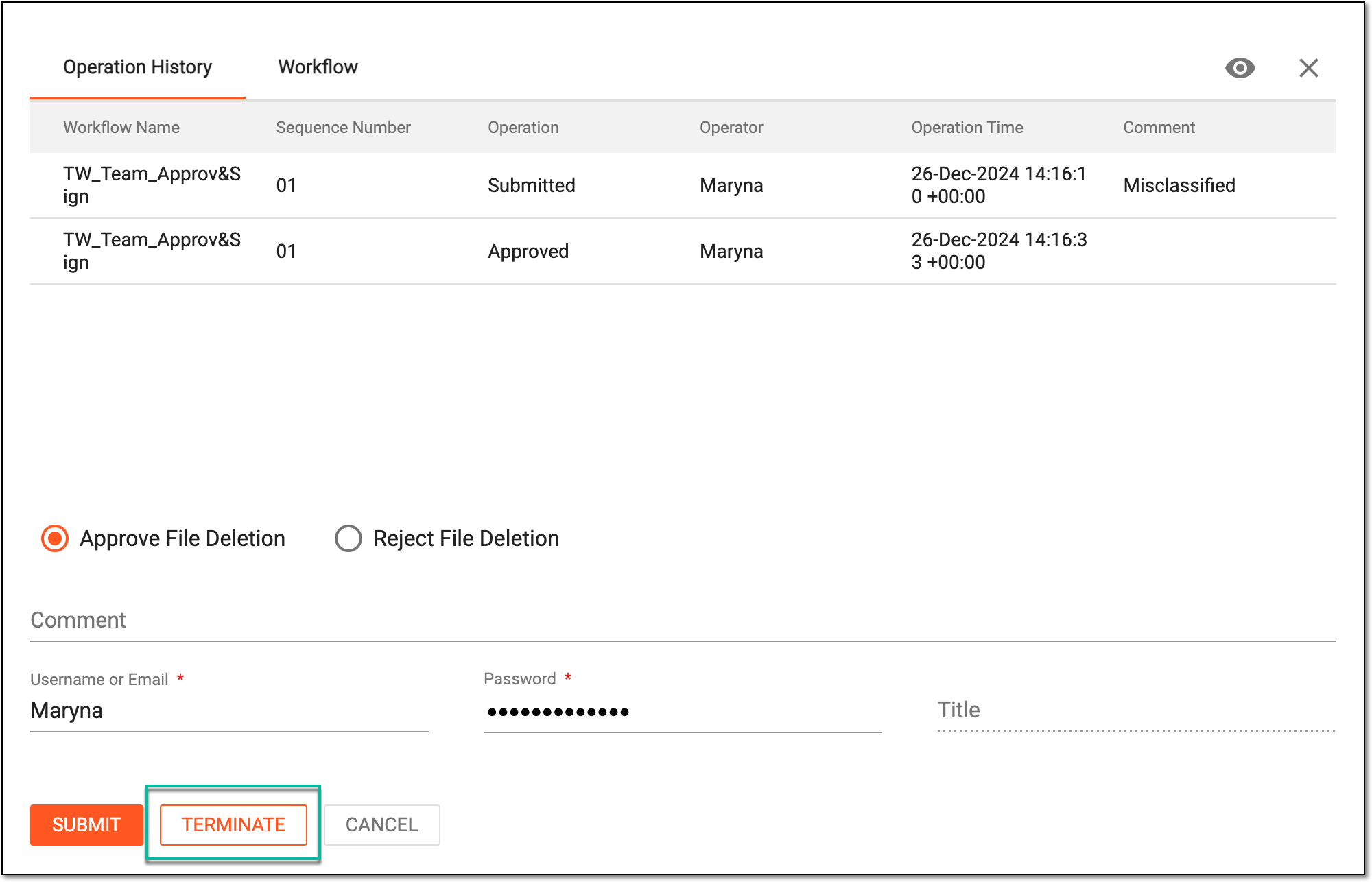 Terminating file audit in essential documents