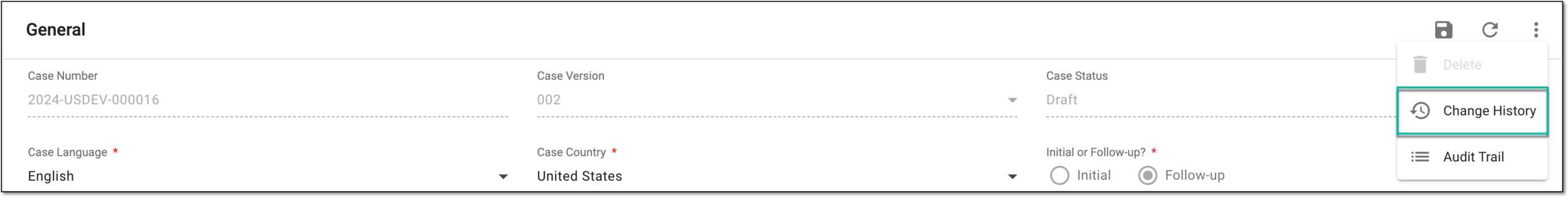 Accessing form change history