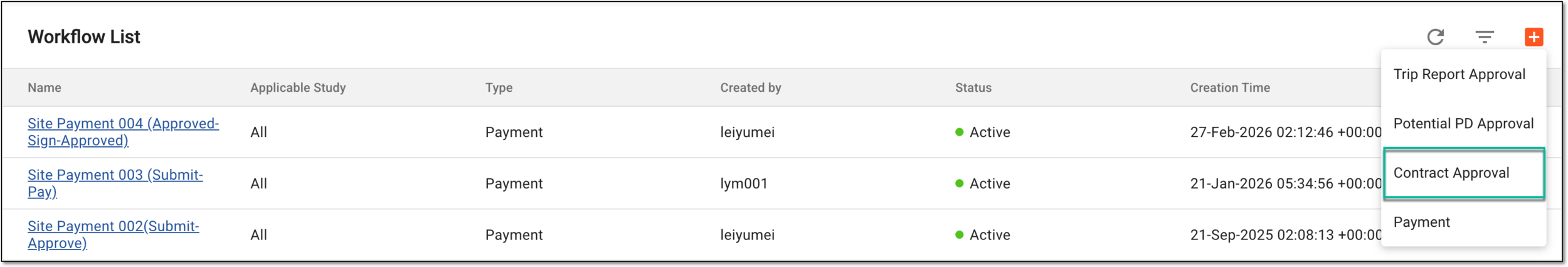Selecting contract approval workflow type