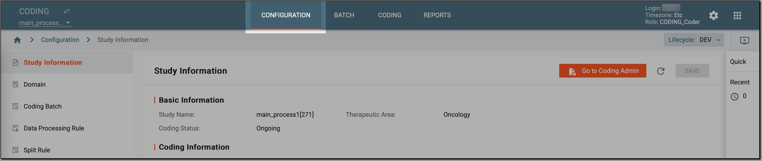 Accessing coding configurations