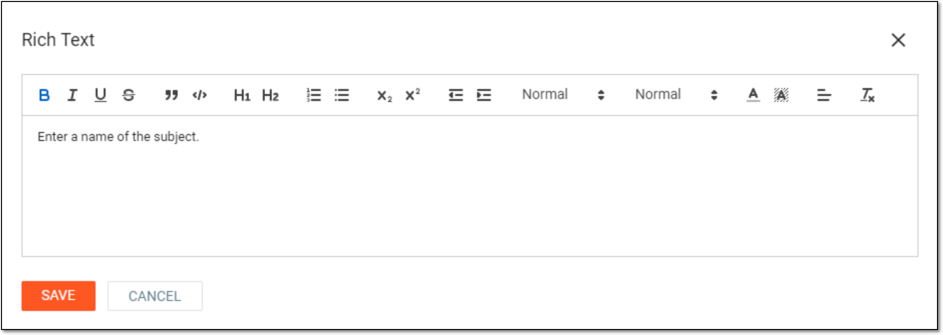 Entering text in rich text editor