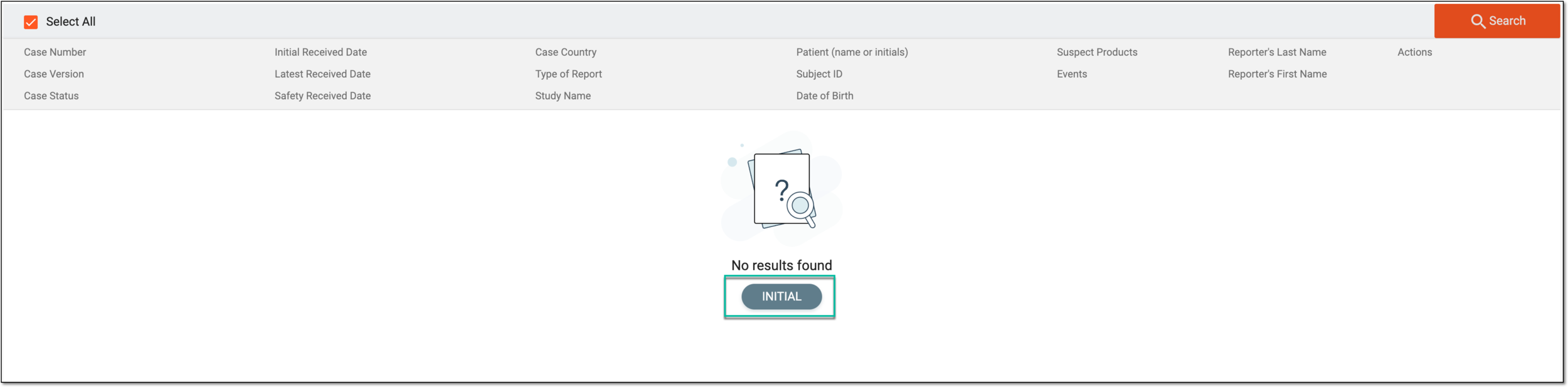 Selecting to create initial ICSR record