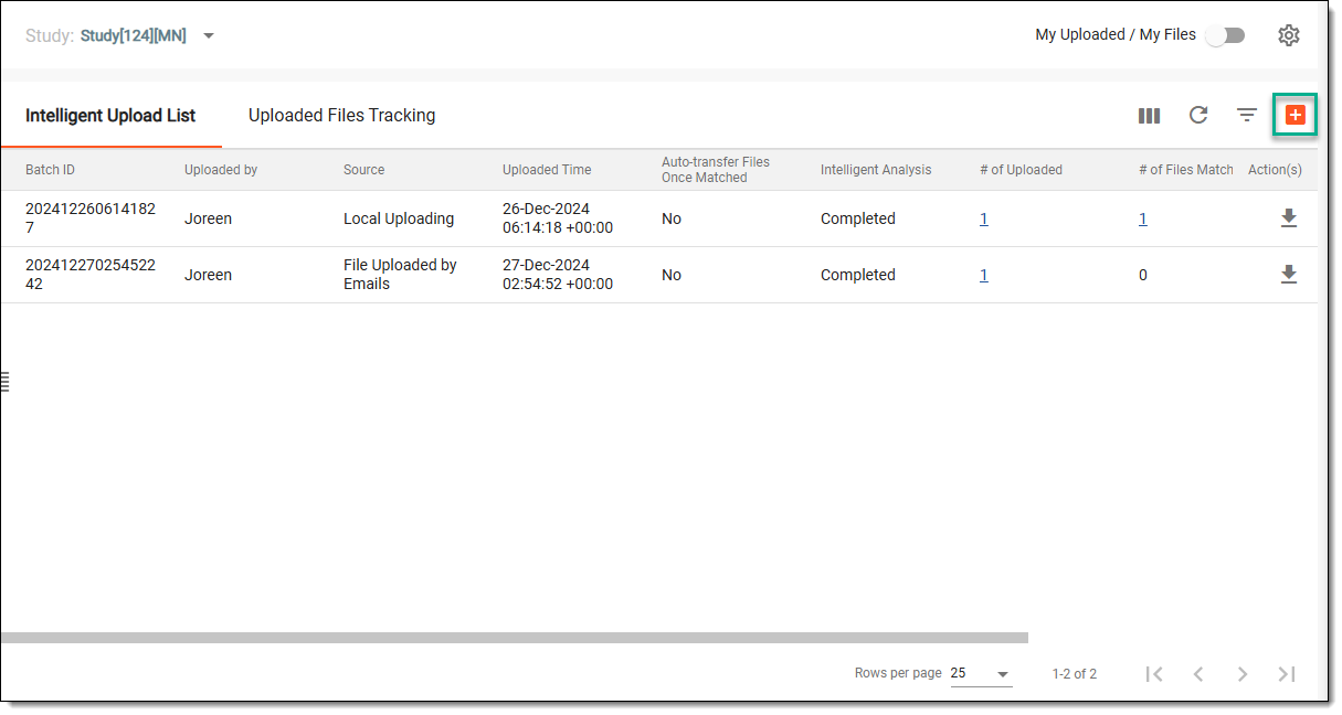 Accessing option to upload files manually