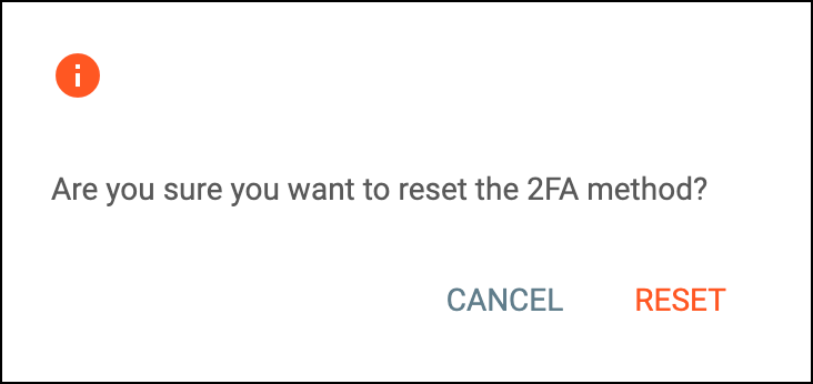 Confirming to reset 2FA via email