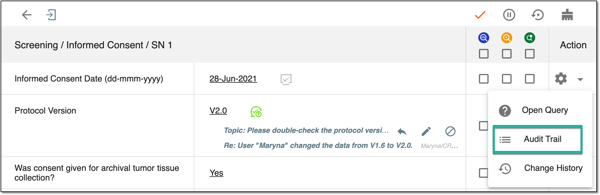 Locating Audit Trail option