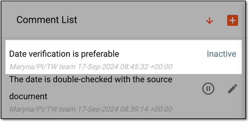 Inactive comment