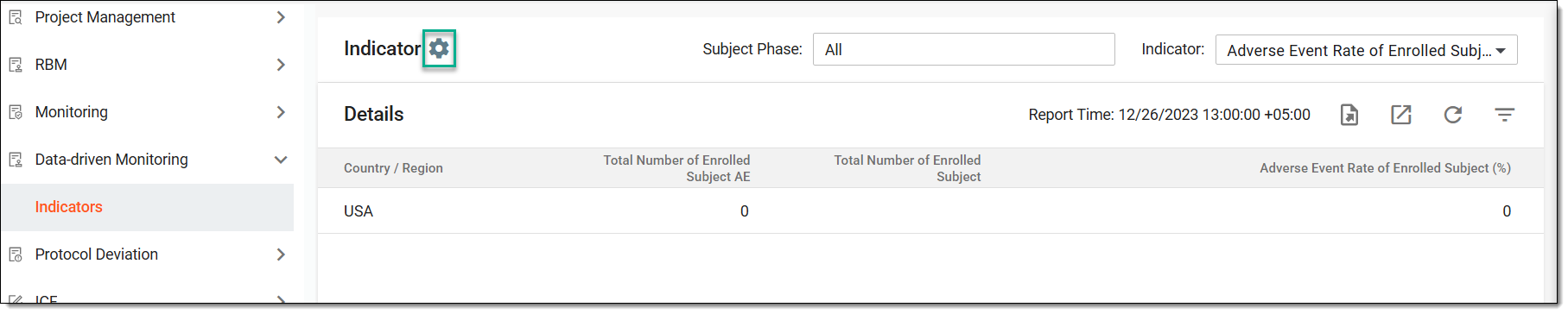 Accessing indicator settings