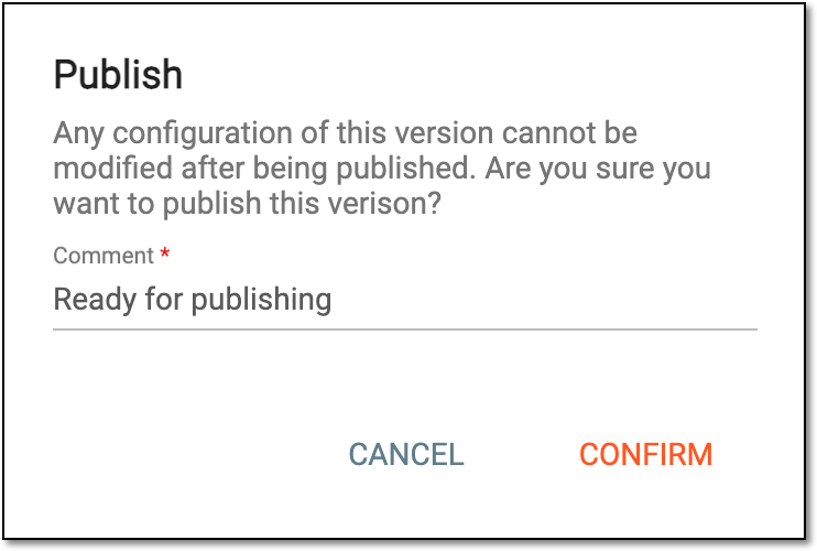 Confirming version publishing