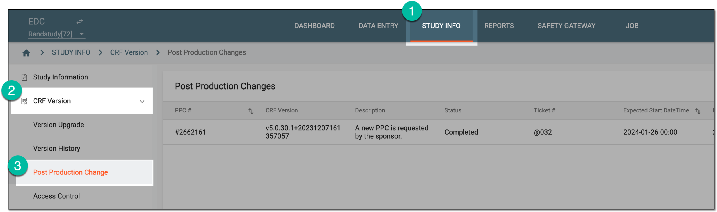 Accessing post production change