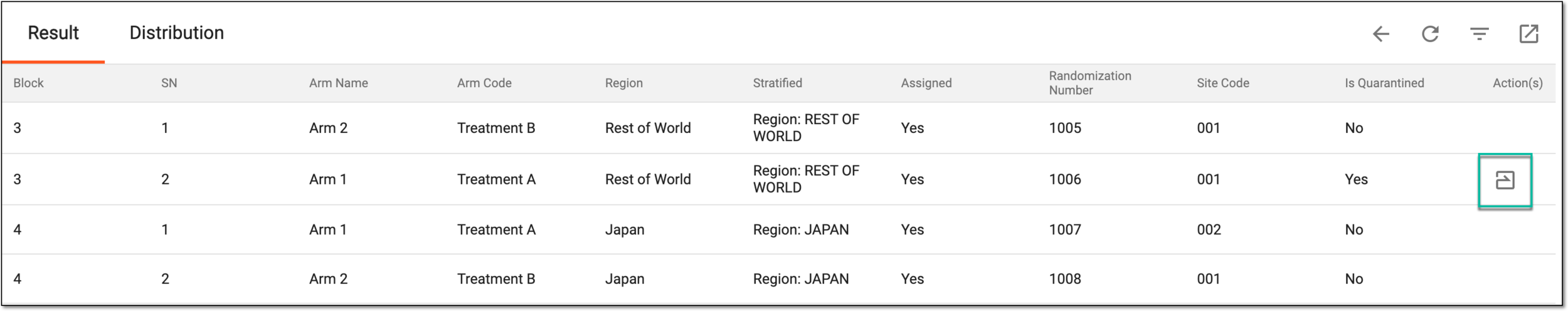 Releasing randomization number from subject