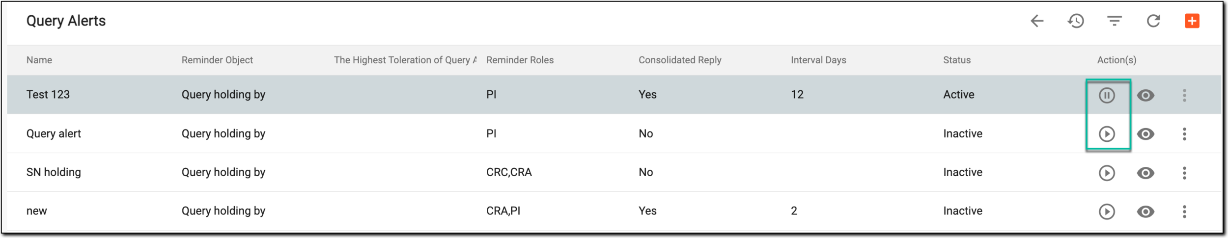 Query alerts list