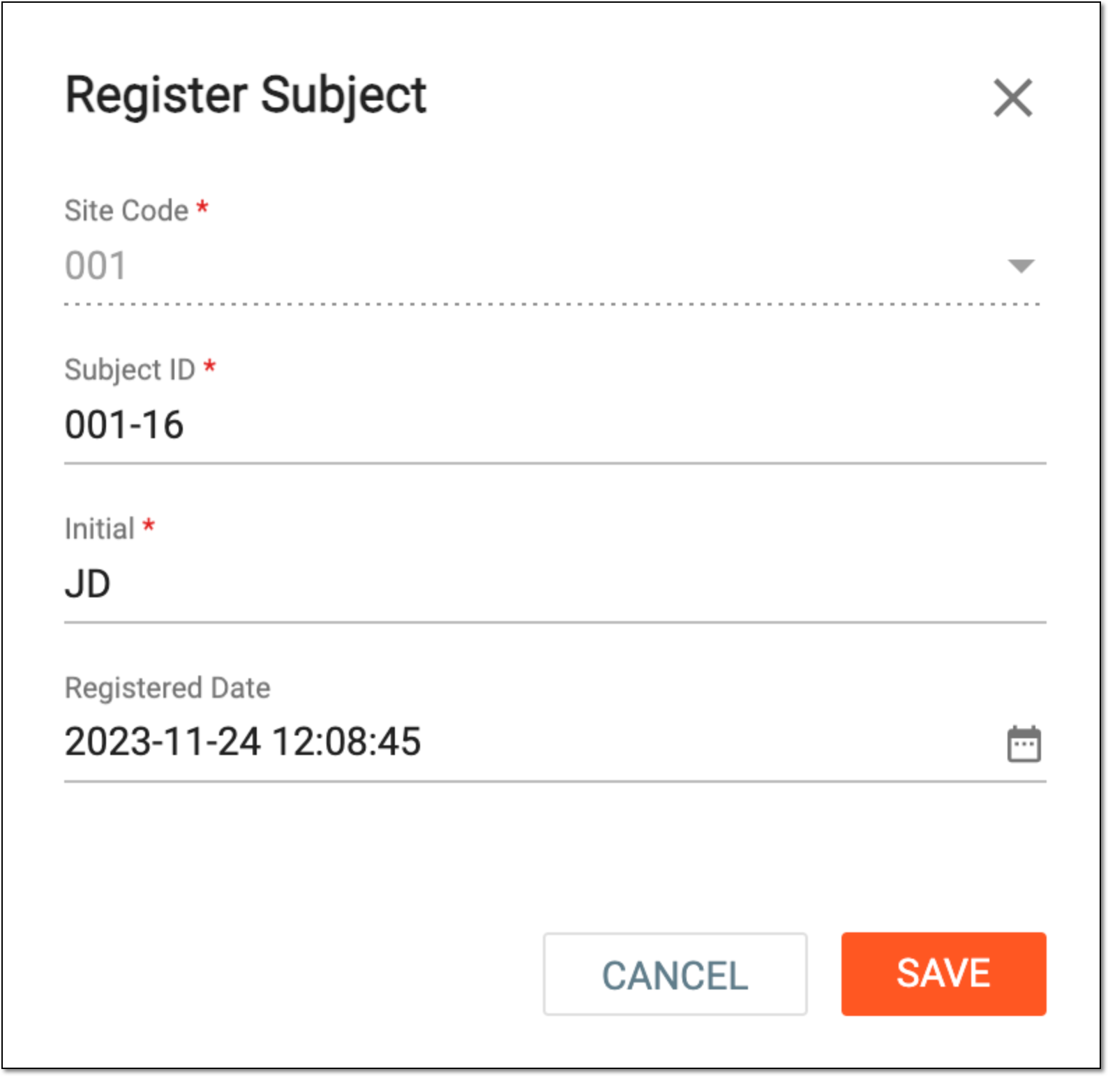 Registering subject