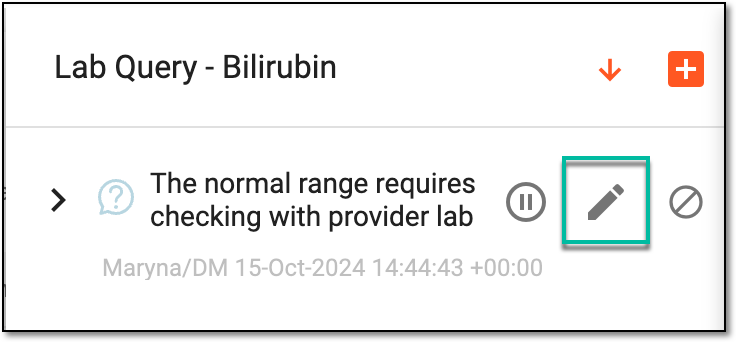 Selecting to edit lab query