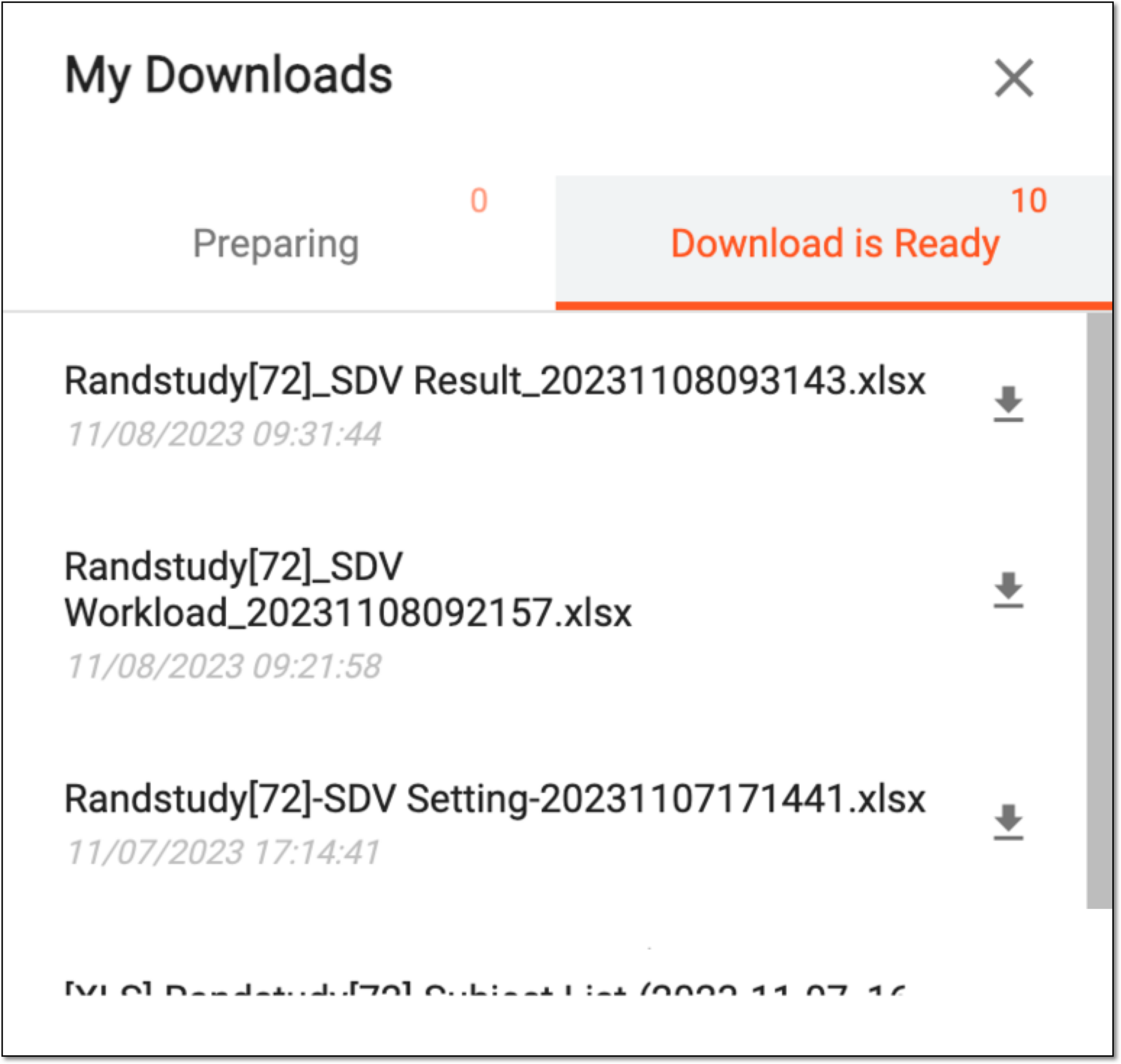 Viewing downloads