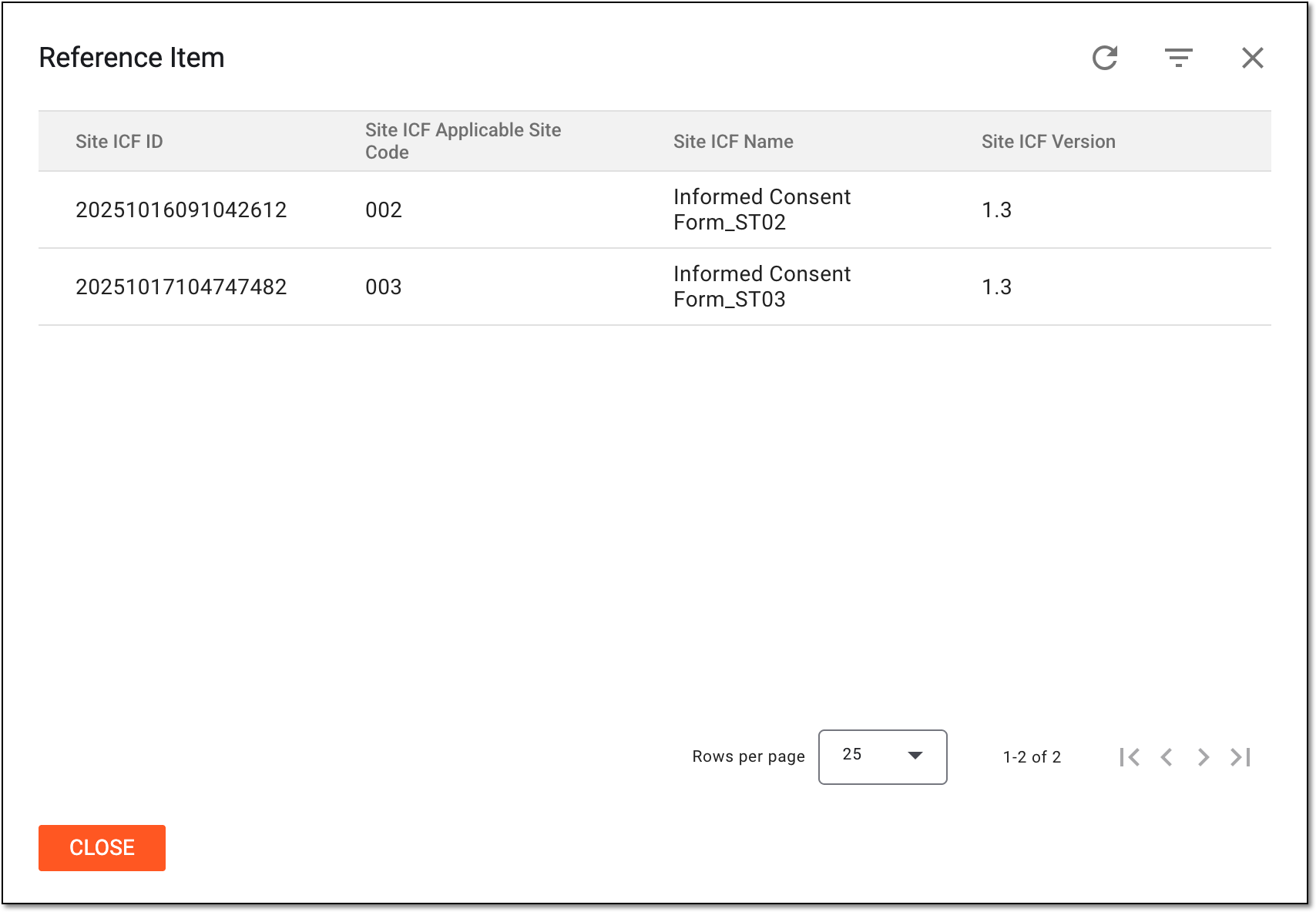 Reviewing referenced items for master ICF listing record