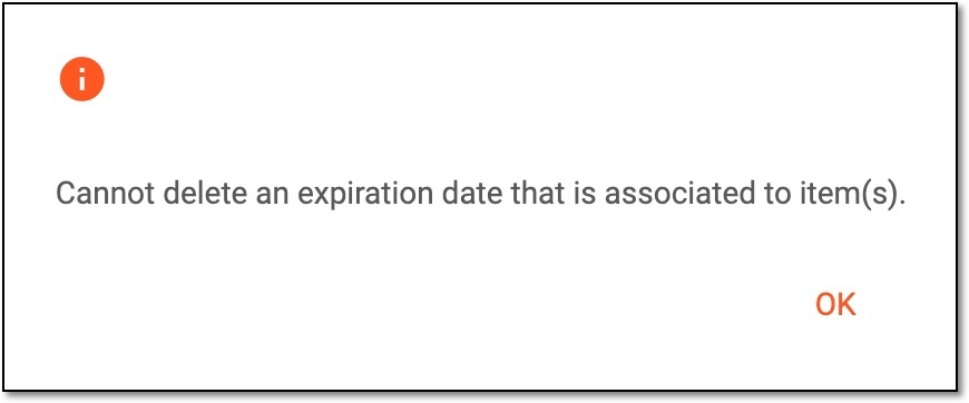 Receiving error upon expiration date deletion