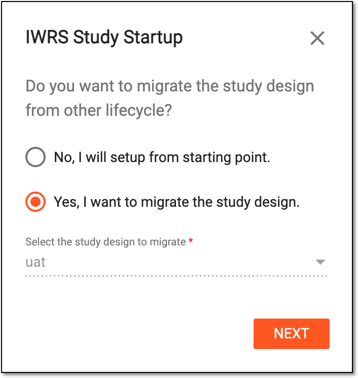 Selecting to migrate study design
