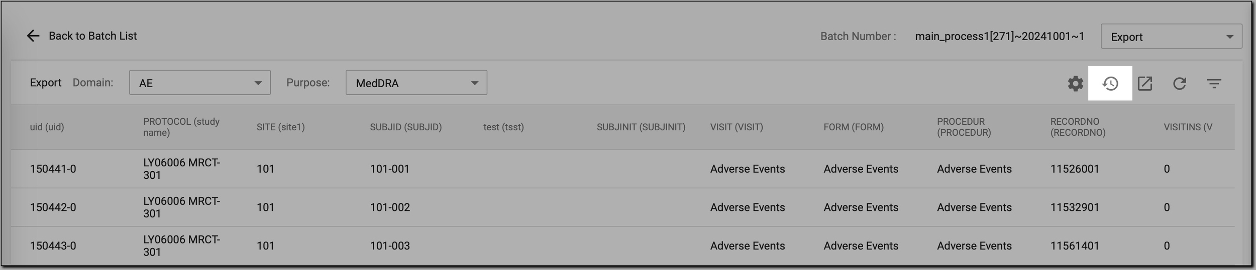 Accessing export history