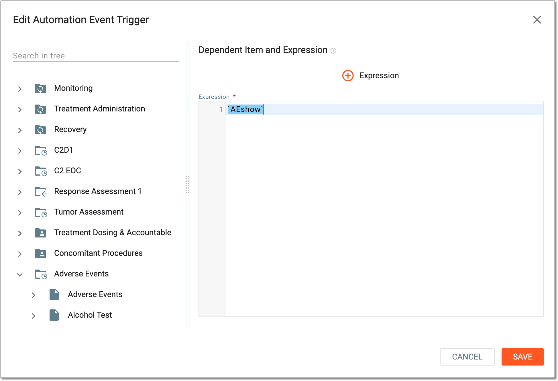 Defining trigger condition
