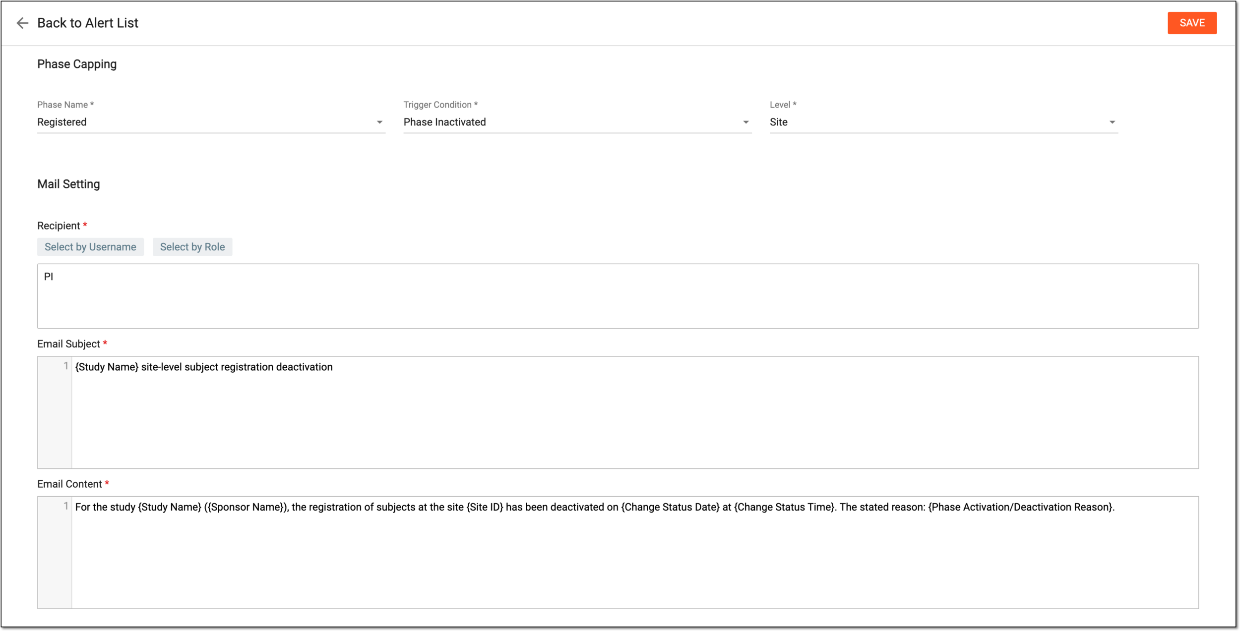 Configuring phase capping alert