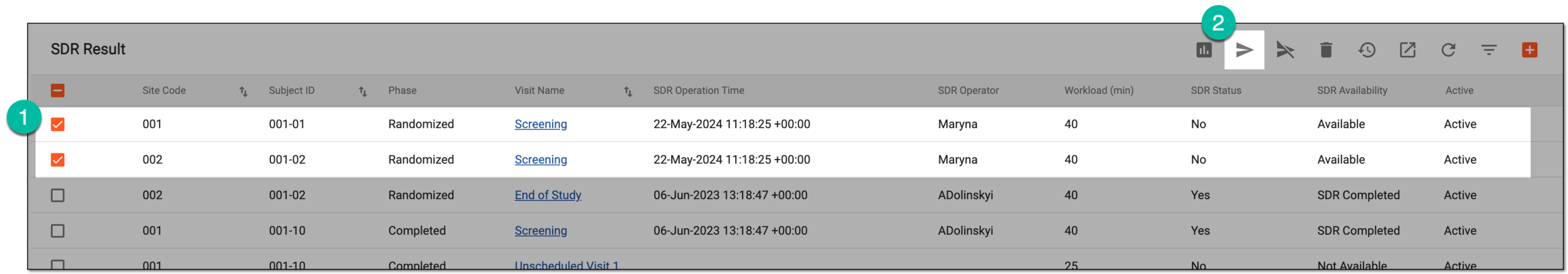 Submitting SDR result records