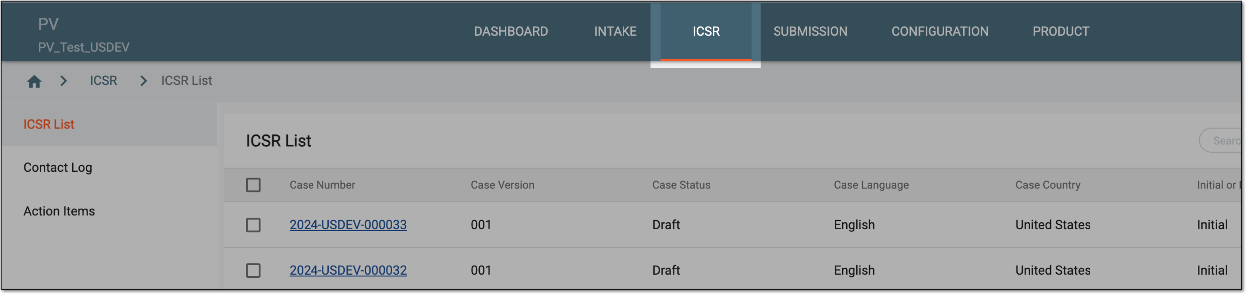 Accessing ICSR management