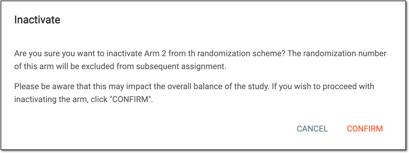 Confirming arm inactivation