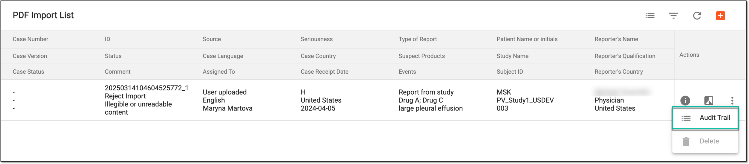 Accessing audit trail for extracted safety data