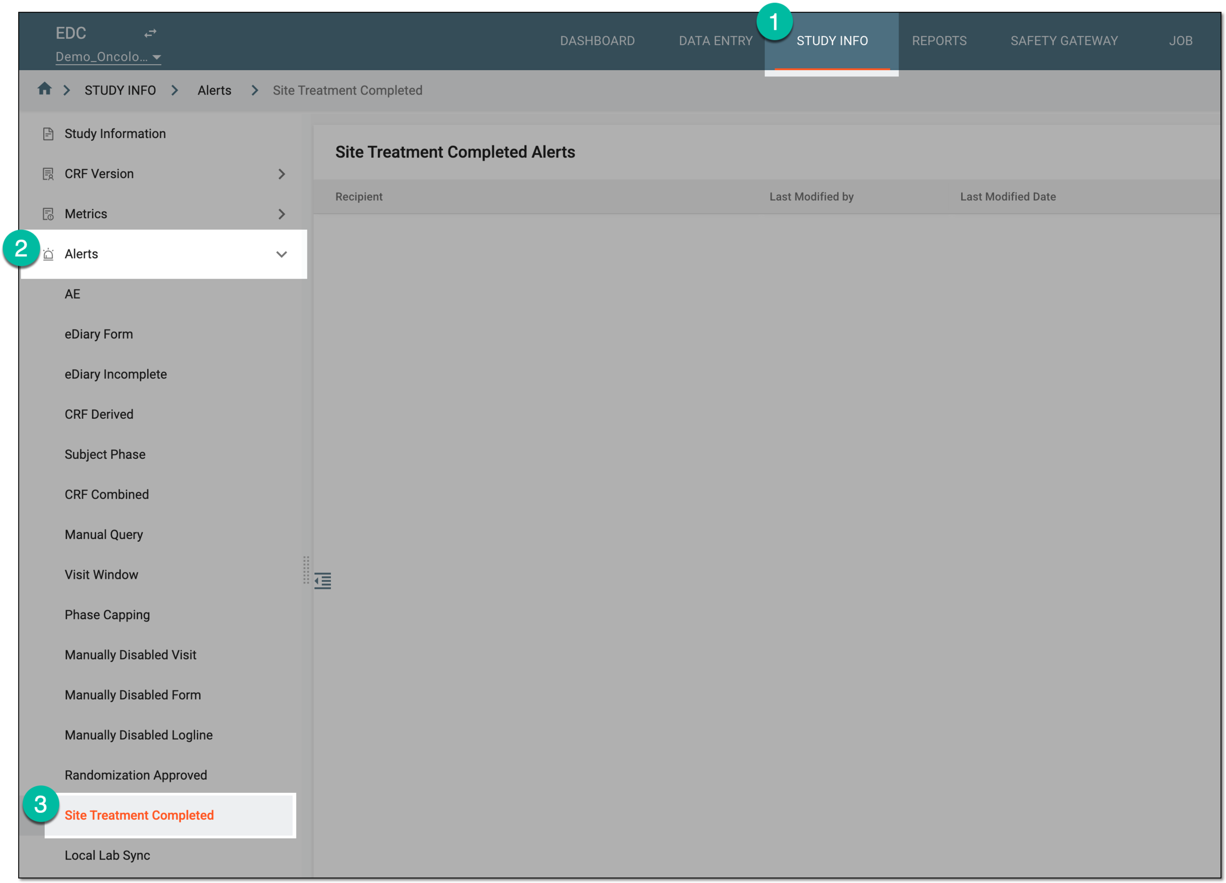 Accessing site treatment completion alerts