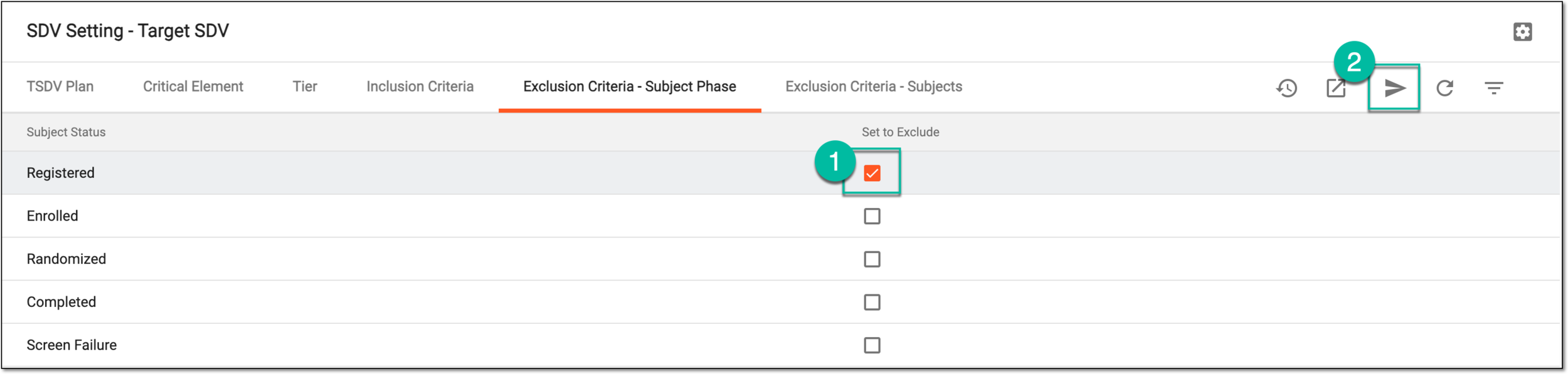 Setting phase as exclusion criteria