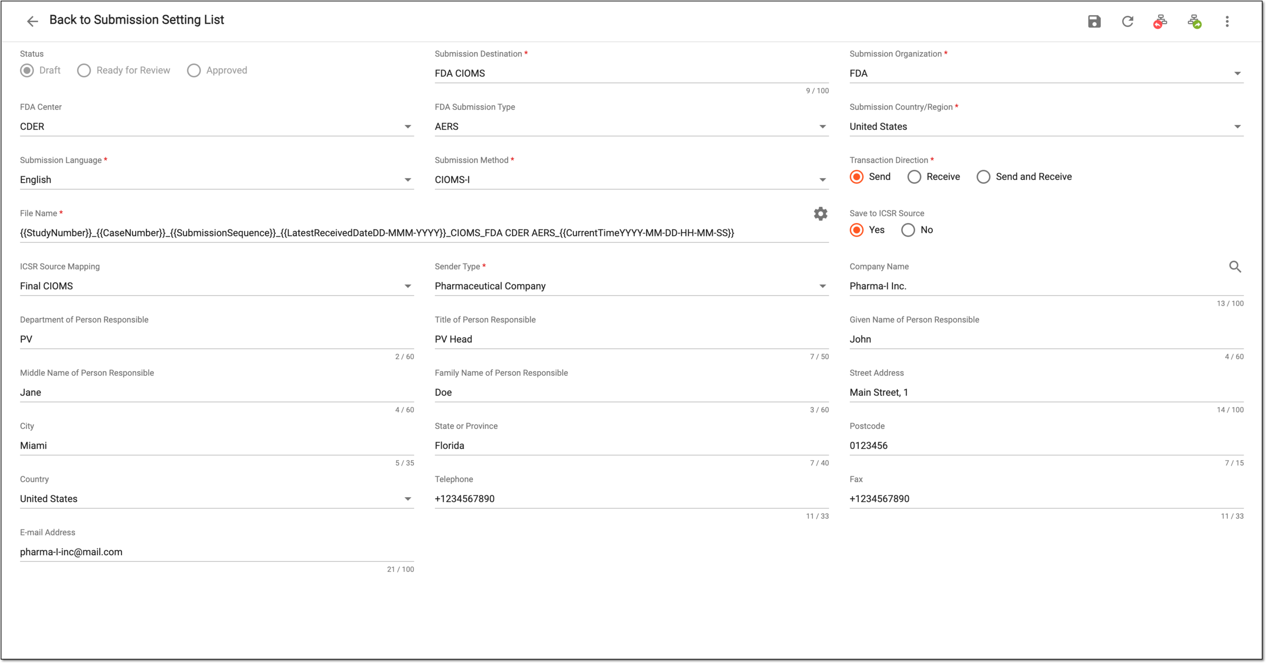Editing submission setting form