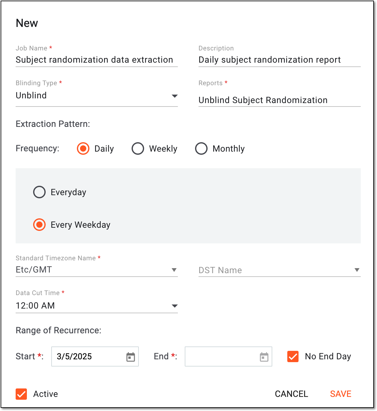 Scheduling report extraction job